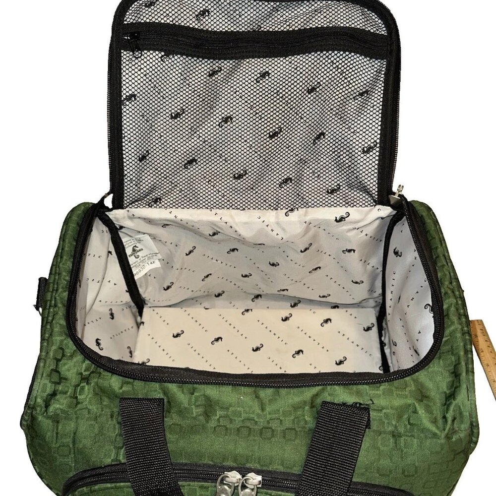 Atlantic Carry-on Travel Bag Overnight Luggage Tote Green w/ Handles and Strap - Picture 2 of 10